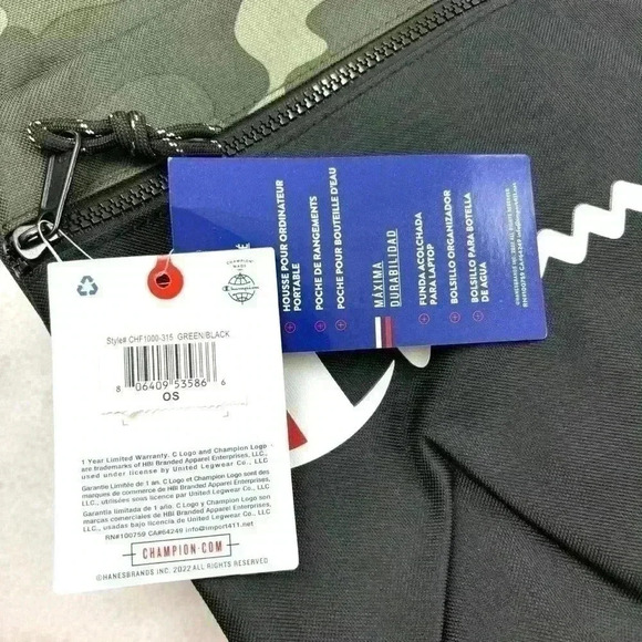 NWT Champion Manuscript Green Grid Camouflage Laptop Large Unisex Backpack - Picture 13 of 13